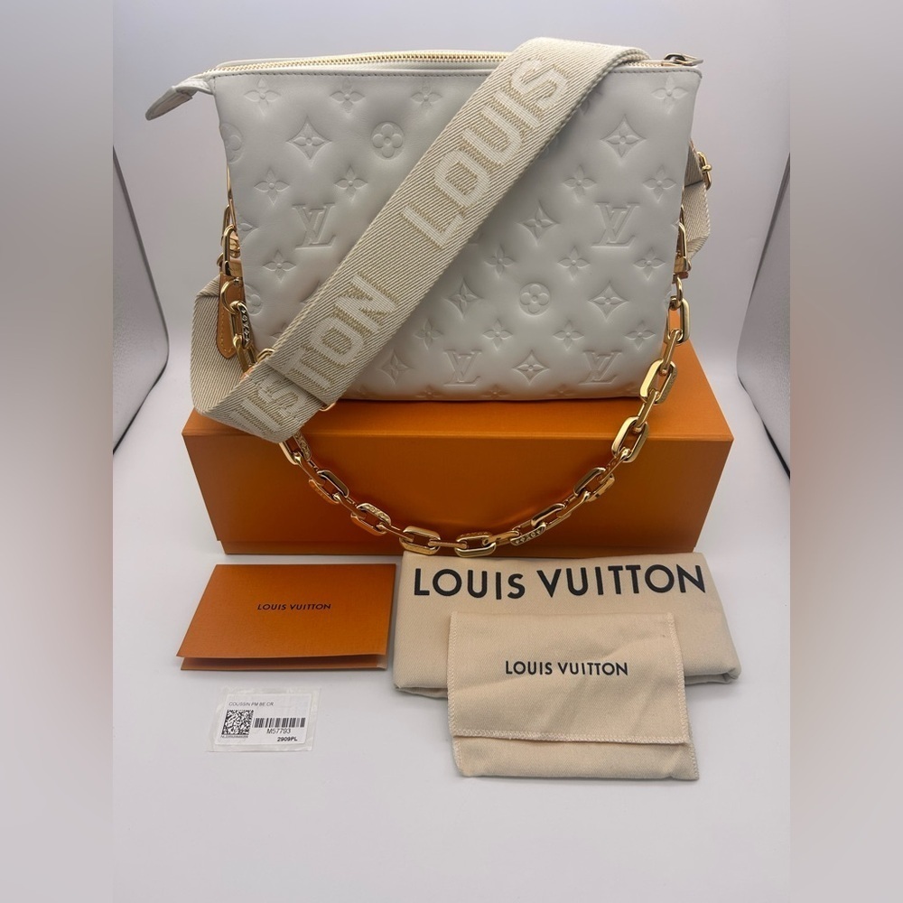 Louis Vuitton Coussin PM Cream Monogram Empreinte Gold Chain Strap